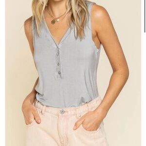 POL Mineral Washed Henley Tank